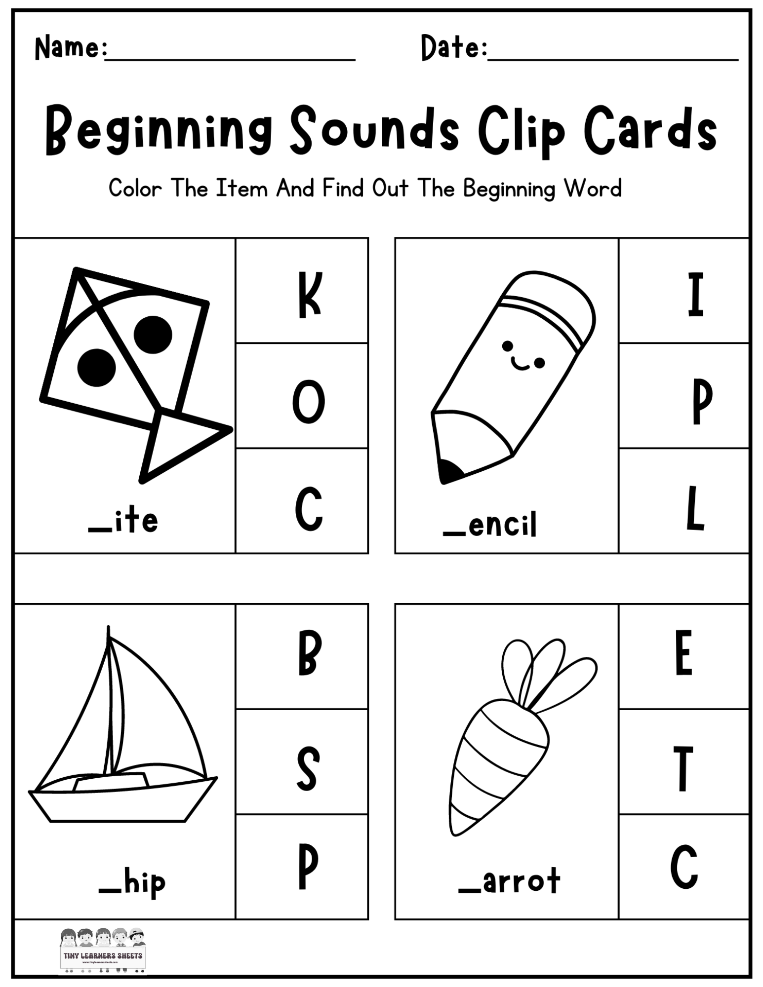 match beginning sounds worksheet